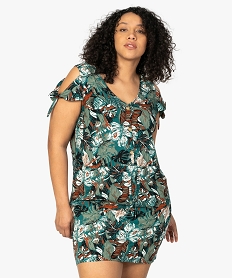 GEMO Robe femme fluide à épaules dénudées Imprimé