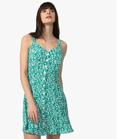 GEMO Robe femme imprimée à bretelles fermeture boutons jaune chine
