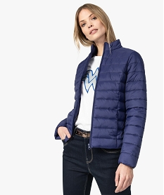GEMO Doudoune femme légère avec col montant et fermeture zippée bleu standard