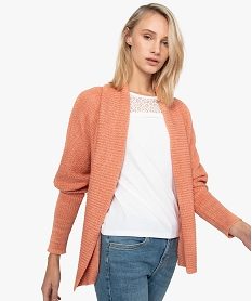 GEMO Gilet femme en maille fantaisie avec manches chauve-souris Orange