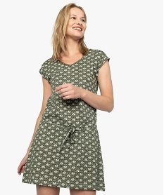 GEMO Robe femme en coton imprimé kaki fonce