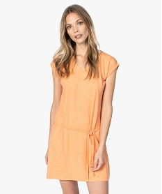 GEMO Tunique femme fluide et pailletée sans manches orange standard