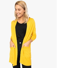 GEMO Gilet femme coupe longue porté ouvert Jaune