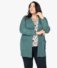 gilet femme grande taille en maille fine avec touches pailletees vert pulls et giletsA494801_1