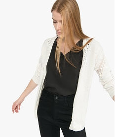 GEMO Gilet femme pailletée à maille fantaisie Beige