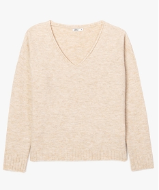 pull femme a col v et coupe ample beige pullsA495501_4