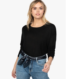 GEMO Pull femme fin et large Noir