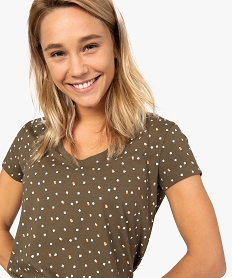 tee-shirt femme imprime a large col v contenant du coton bio imprimeA499501_2