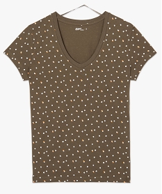 tee-shirt femme imprime a large col v contenant du coton bio imprimeA499501_4