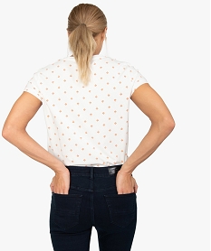 tee-shirt femme imprime a large col v contenant du coton bio imprimeA499701_3