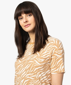 tee-shirt femme a manches courtes et imprime animalier imprimeA500001_2