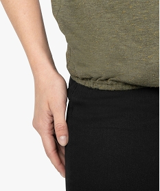 tee-shirt femme ample a paillettes col v et bas elastique vertA500601_2