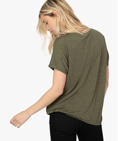 tee-shirt femme ample a paillettes col v et bas elastique vertA500601_3