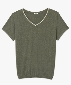 tee-shirt femme ample a paillettes col v et bas elastique vertA500601_4