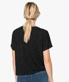 tee-shirt femme ample a paillettes col v et bas elastique noirA500901_3