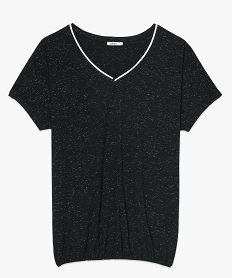 tee-shirt femme ample a paillettes col v et bas elastique noirA500901_4