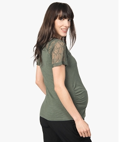 tee-shirt de grossesse en coton bio avec manches en dentelle vertA503301_3