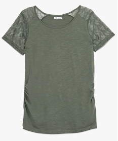 tee-shirt de grossesse en coton bio avec manches en dentelle vertA503301_4
