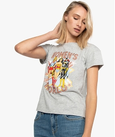 GEMO Tee-shirt femme avec motif Super women Gris