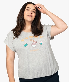 tee-shirt femme blousant a manches courtes imprimeA504201_1