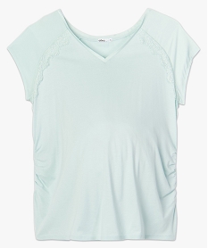 tee-shirt de grossesse a manches courtes satinees et dentelle bleuA504501_4