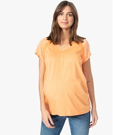 GEMO Tee-shirt de grossesse à manches courtes satinées et dentelle Orange