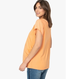 tee-shirt de grossesse a manches courtes satinees et dentelle orangeA504601_3