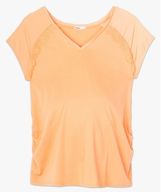 tee-shirt de grossesse a manches courtes satinees et dentelle orangeA504601_4