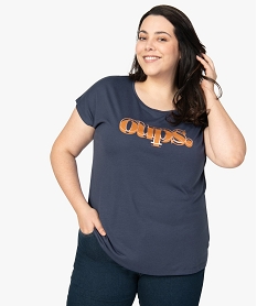 GEMO Tee-shirt femme grande taille à manches courtes à motifs Bleu