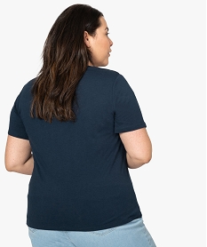 tee-shirt femme a manches courtes avec decollete en dentelle bleuA507001_3
