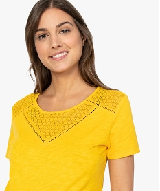 tee-shirt de grossesse avec decollete dentelle jauneA508501_2