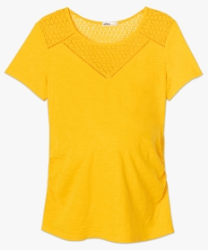 tee-shirt de grossesse avec decollete dentelle jauneA508501_4