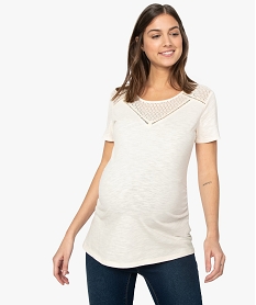tee-shirt de grossesse avec decollete dentelle beigeA508601_1