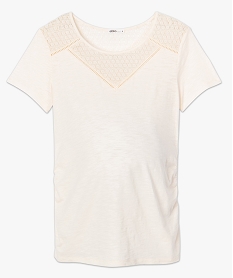 tee-shirt de grossesse avec decollete dentelle beige t-shirts manches courtesA508601_4