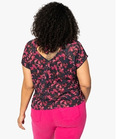 tee-shirt femme a motifs fleuris et dos ouvert imprime tee shirts tops et debardeursA511901_3