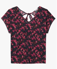 tee-shirt femme a motifs fleuris et dos ouvert imprimeA511901_4