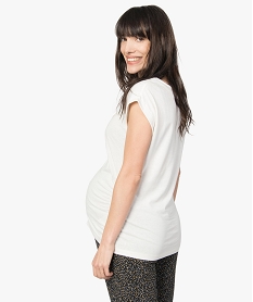 tee-shirt de grossesse loose avec broderie doree blancA513101_3