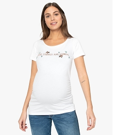 GEMO Tee-shirt de grossesse avec inscription brodée Blanc