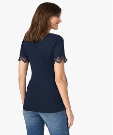 tee-shirt de grossesse en maille cotelee et dentelle bleuA513301_3