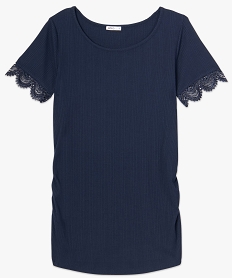 tee-shirt de grossesse en maille cotelee et dentelle bleuA513301_4