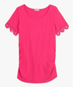 tee-shirt de grossesse en maille cotelee et dentelle rose t-shirts manches courtesA513401_4