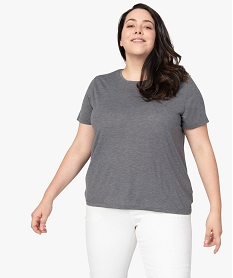 GEMO Tee-shirt femme grande taille à manches courtes et col rond Gris