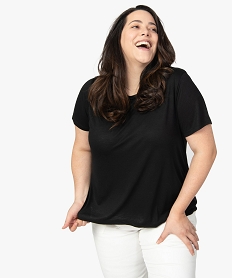 GEMO Tee-shirt femme grande taille à manches courtes et col rond Noir