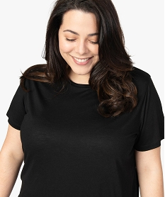 tee-shirt femme grande taille a manches courtes et col rond noirA514701_2