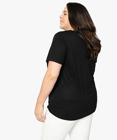 tee-shirt femme grande taille a manches courtes et col rond noirA514701_3