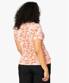 tee-shirt femme a motifs fleuris avec col v boutonne imprimeA515101_3