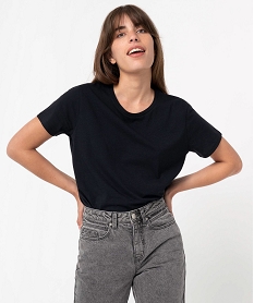 GEMO Tee-shirt femme à manches courtes avec dos plus long Noir