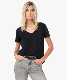 tee-shirt femme a col v et manches courtes noir t-shirts manches courtesA515501_2