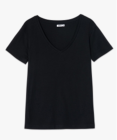 tee-shirt femme a col v et manches courtes noir t-shirts manches courtesA515501_4