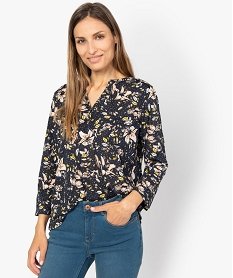 GEMO Tee-shirt femme imprimé à manches 34 en polyester recyclé violet vif